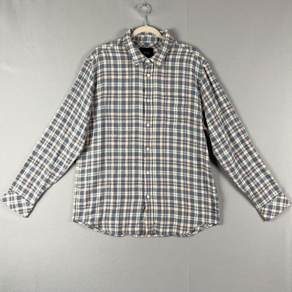 Rails Wyatt Shirt Mens‎ XL Heather Blue Coral Plaid Button Up Long Sleeve New